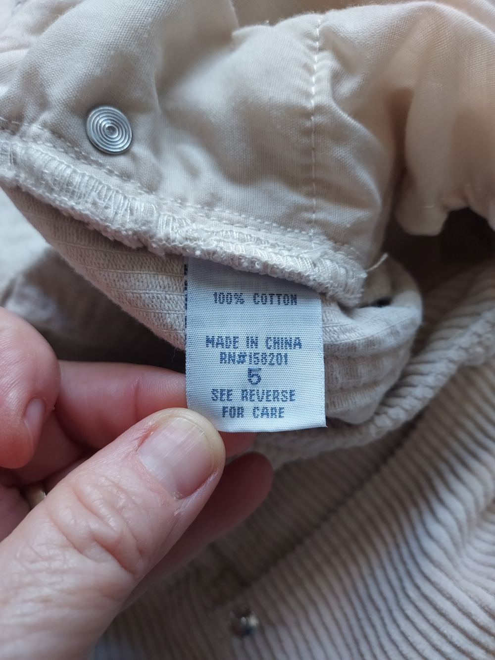 Cali1850 Beige Cream Ribbed Wide Leg Cotton Corduroy Pants Sz 5 Fall Relaxed - Picture 8 of 10